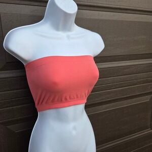 Fornia Coral Pink Seamless Bandeau Tube Top One Size B1109‎
